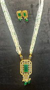 Emerald Pearl Strands Kundan Pendant Set