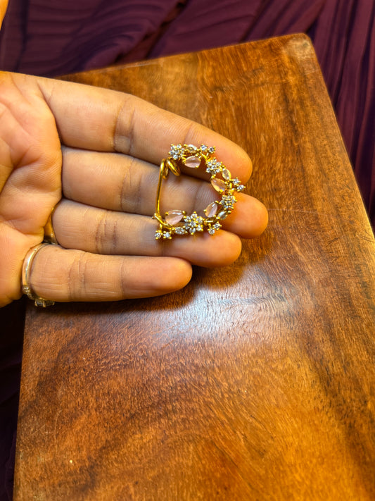 Elegant Kundan Floral Nath (1 Gram Gold Finish)