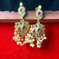 Peacock Motif Kundan Earrings with Pearl Clusters