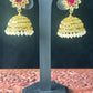 Floral Ruby Jhumkas with Pearl Drops