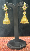 Floral Stone Jhumkas with Pearl Accents