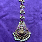 Lakshmi Motif Maang Tikka with Purple Kundan & Pearl Drops