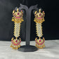 Traditional Pakke Long Earrings with Pearl Strands