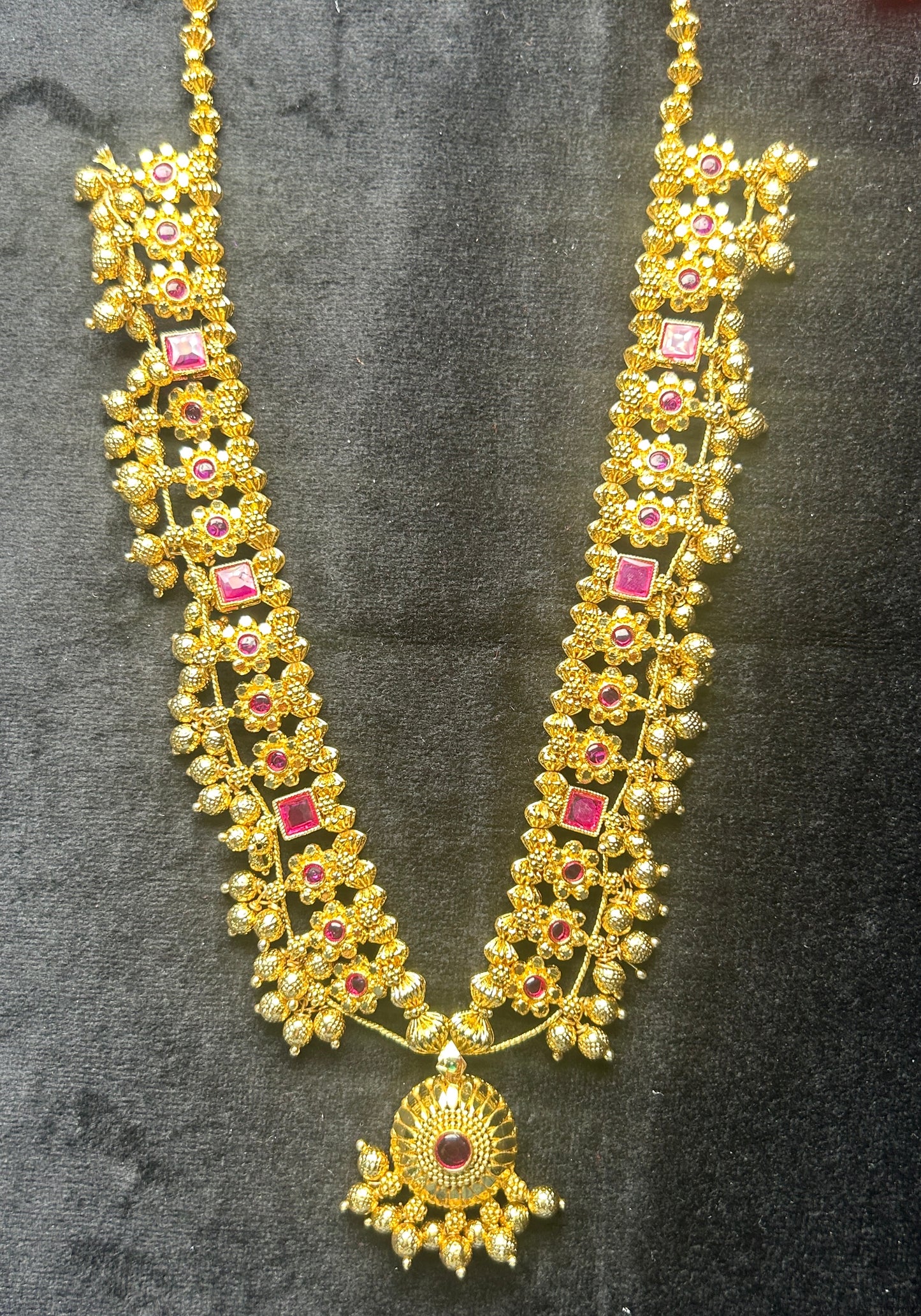 Rajwadi Temple Haar with Ruby Accents