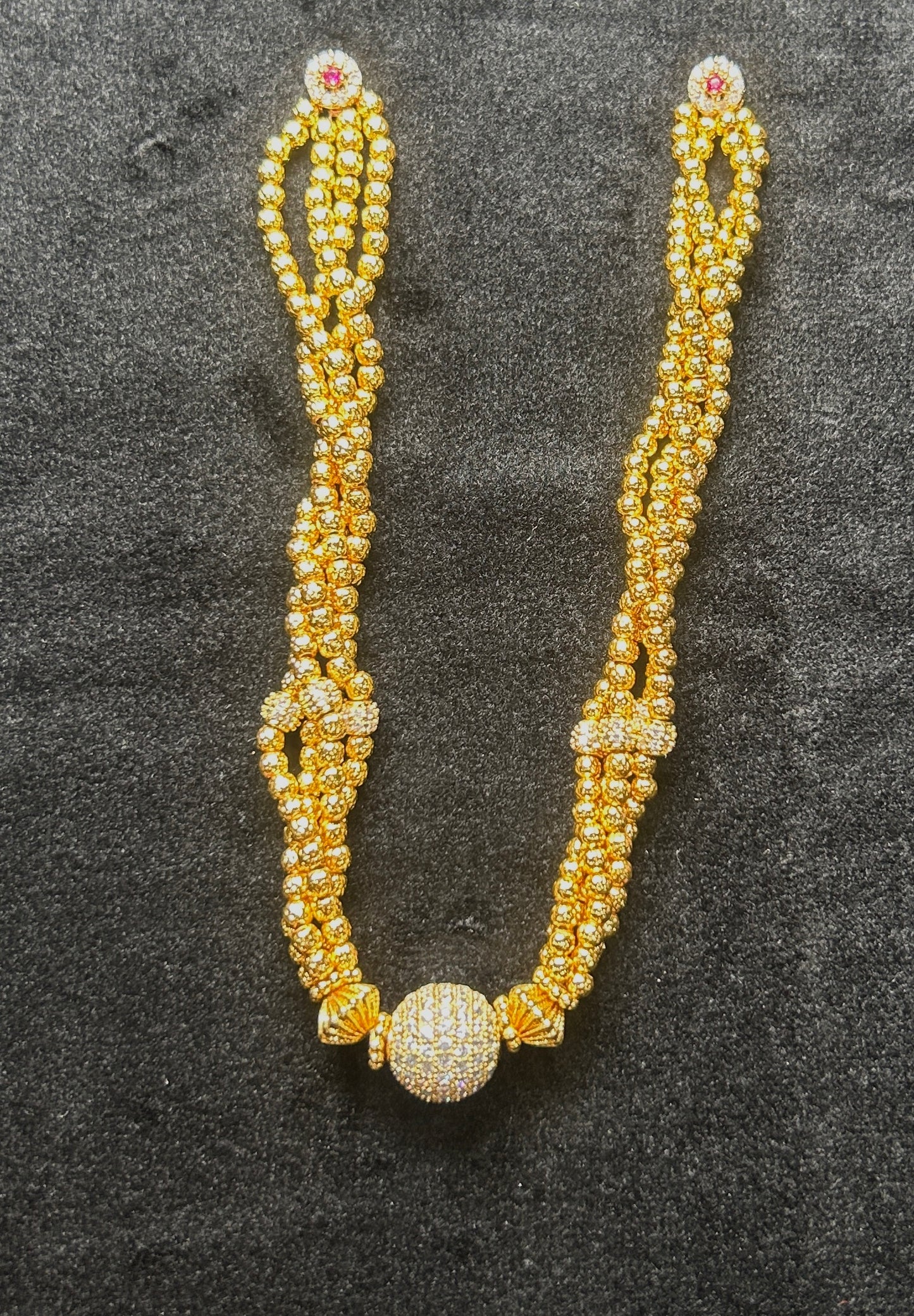 Golden Bead Sparkle Ball Necklace