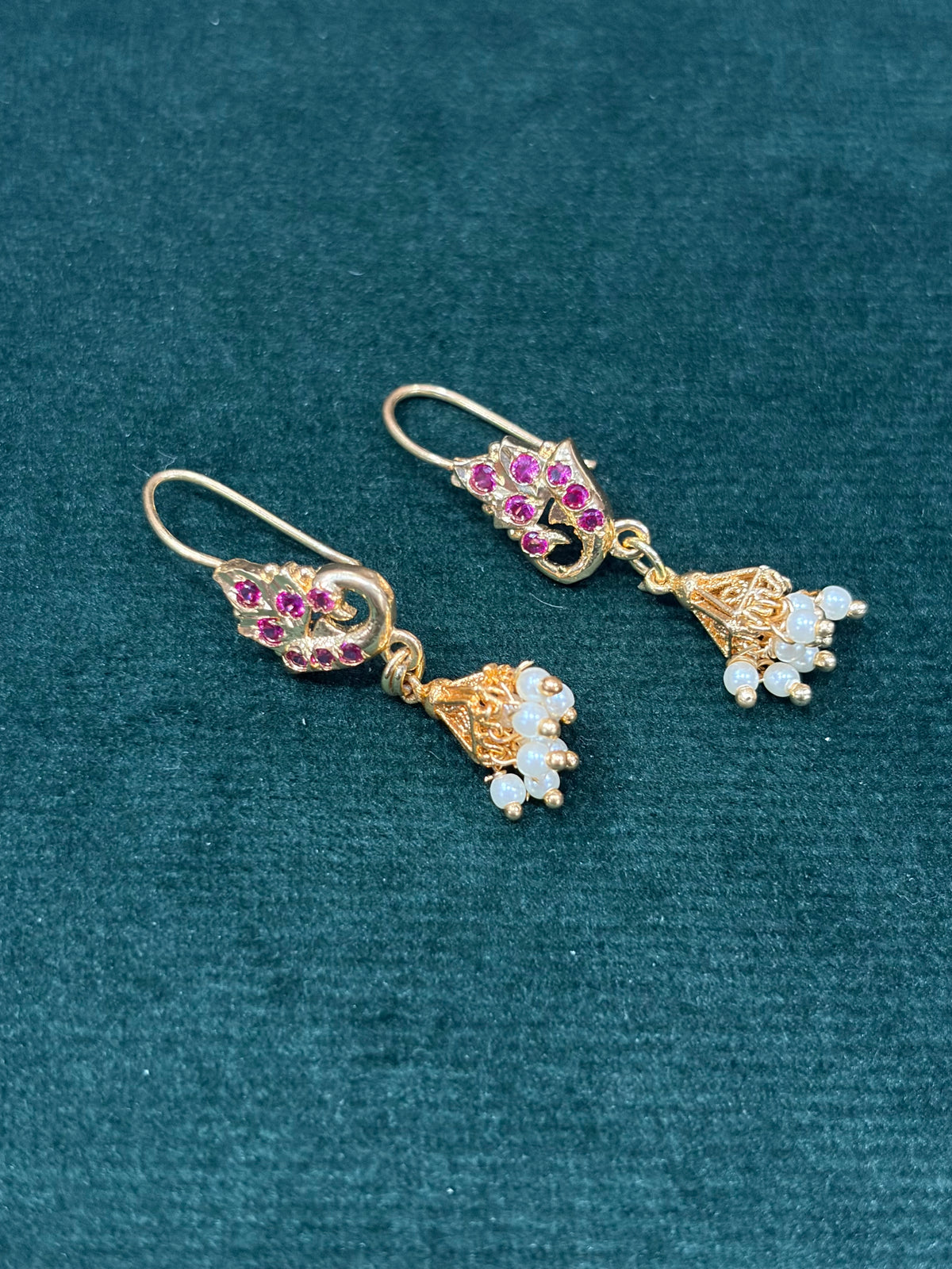 Traditional Pink Stone Bugadi with Pearl Drops