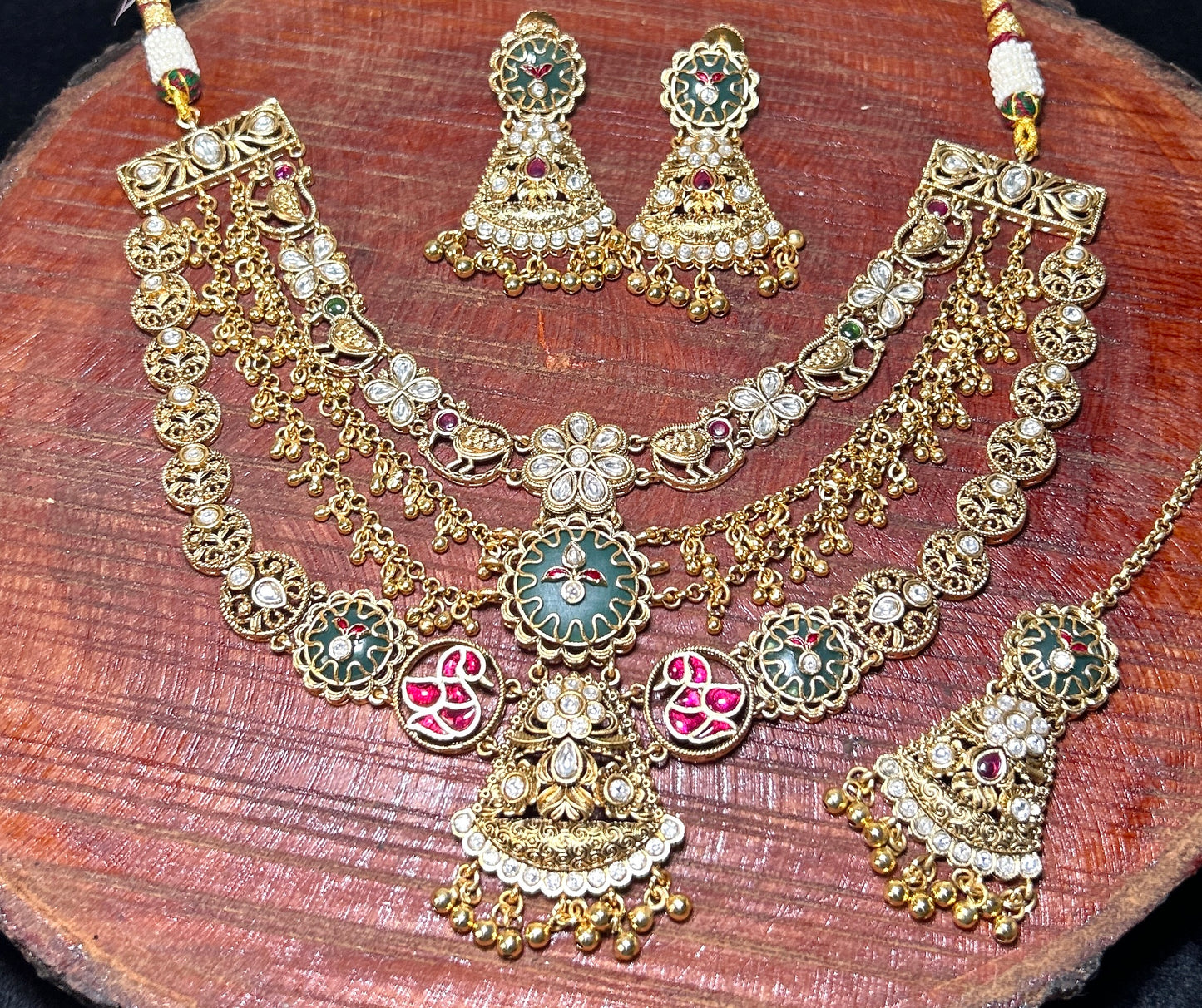 Heritage Meenakari Temple Necklace Set