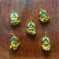 Lotus Charm Hair Accessory with Green Stone & Golden Beads