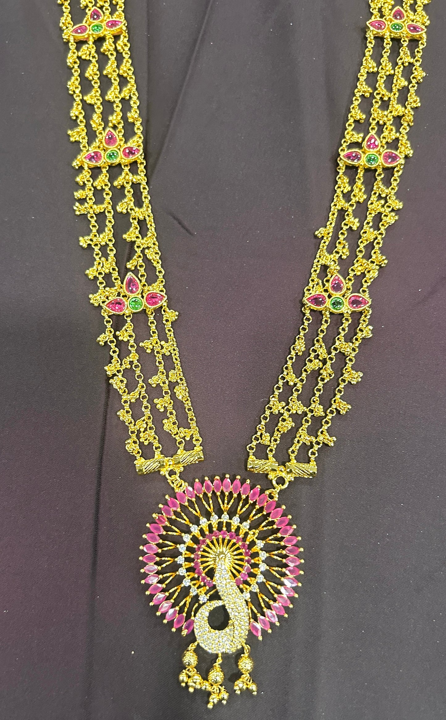 Royal Peacock Design Temple Necklace