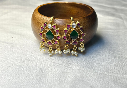 Lotus Bloom Kundan Bugdi Earrings