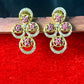 Floral Ruby & CZ Stone Stud Earrings