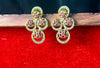 Floral Ruby & CZ Stone Stud Earrings