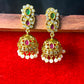Emerald & Ruby Stone Jhumka Earrings with Pearls