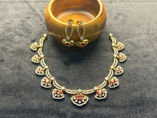 Ruby Drop Elegance Necklace Set