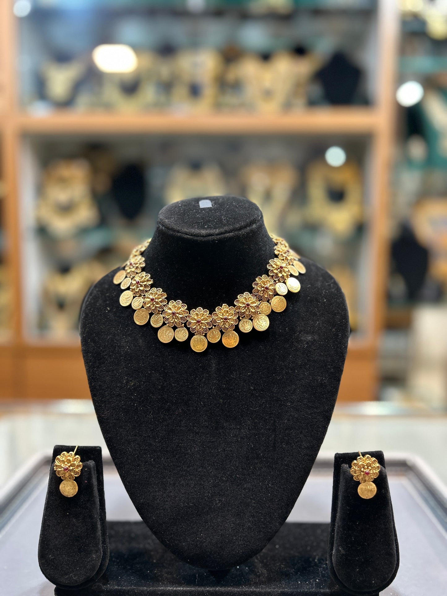 Traditional Maharashtrian Coin & Floral Necklace Set