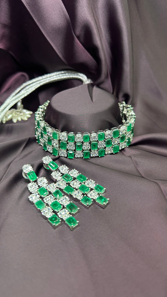 Emerald & Diamond Choker Necklace Set