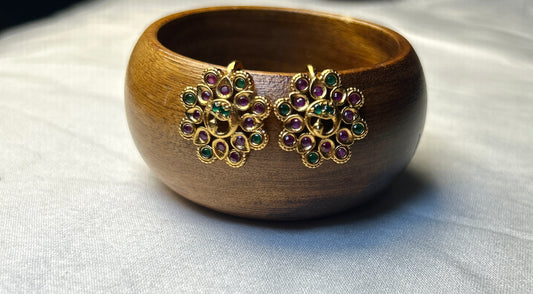 Antique Floral Chakra Bugdi Earrings