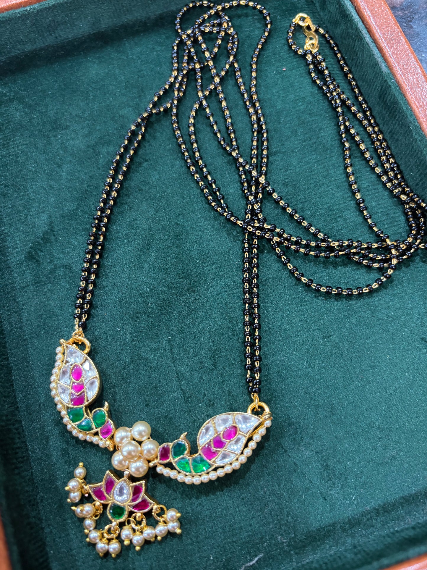 Peacock lotus Pachi kundan Mangalsutra