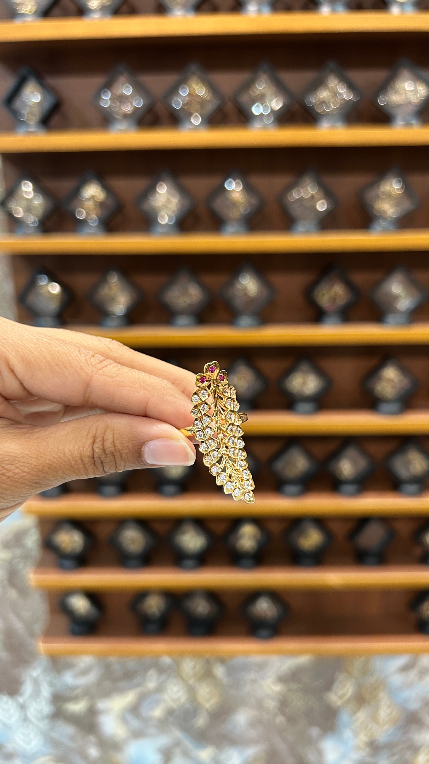 Royal Leaf CZ Statement Ring