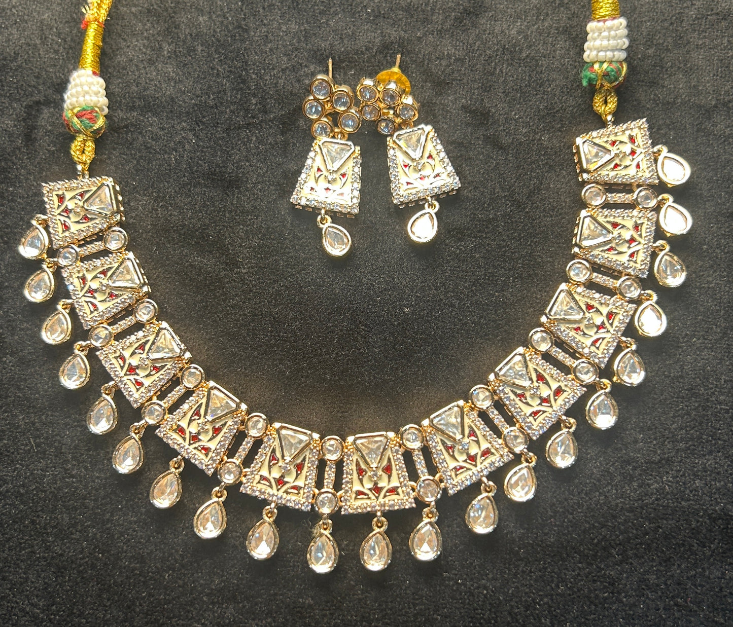 Rajputana Enamel Kundan Necklace Set