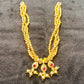 Triple Drop Ruby & Gold Bead Haar