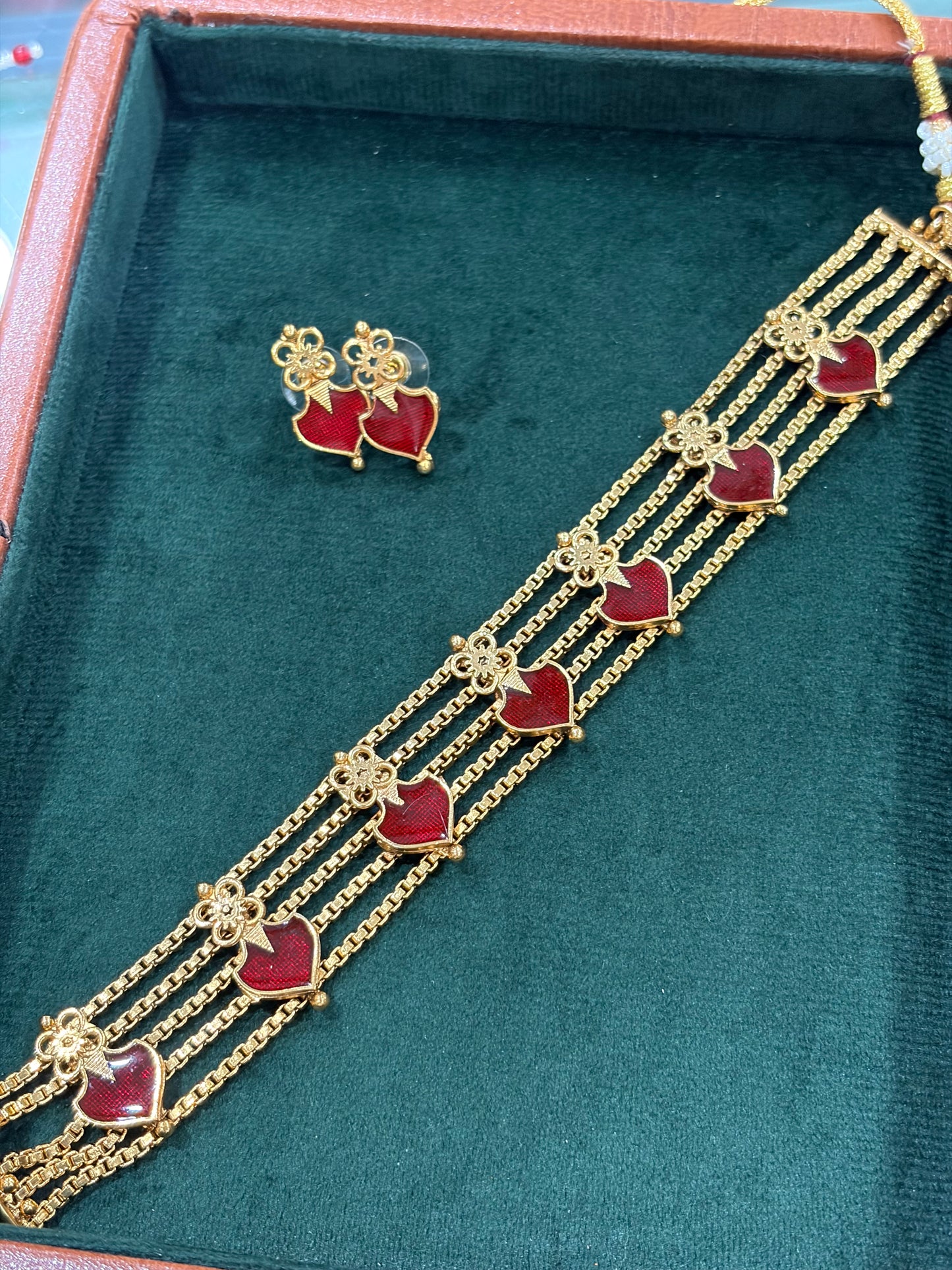 Ruby Floral Heritage Choker Set