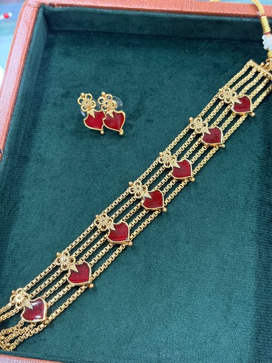 Ruby Floral Heritage Choker Set