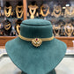 Traditional Gold-Finish Choker with Ruby & Emerald Accents