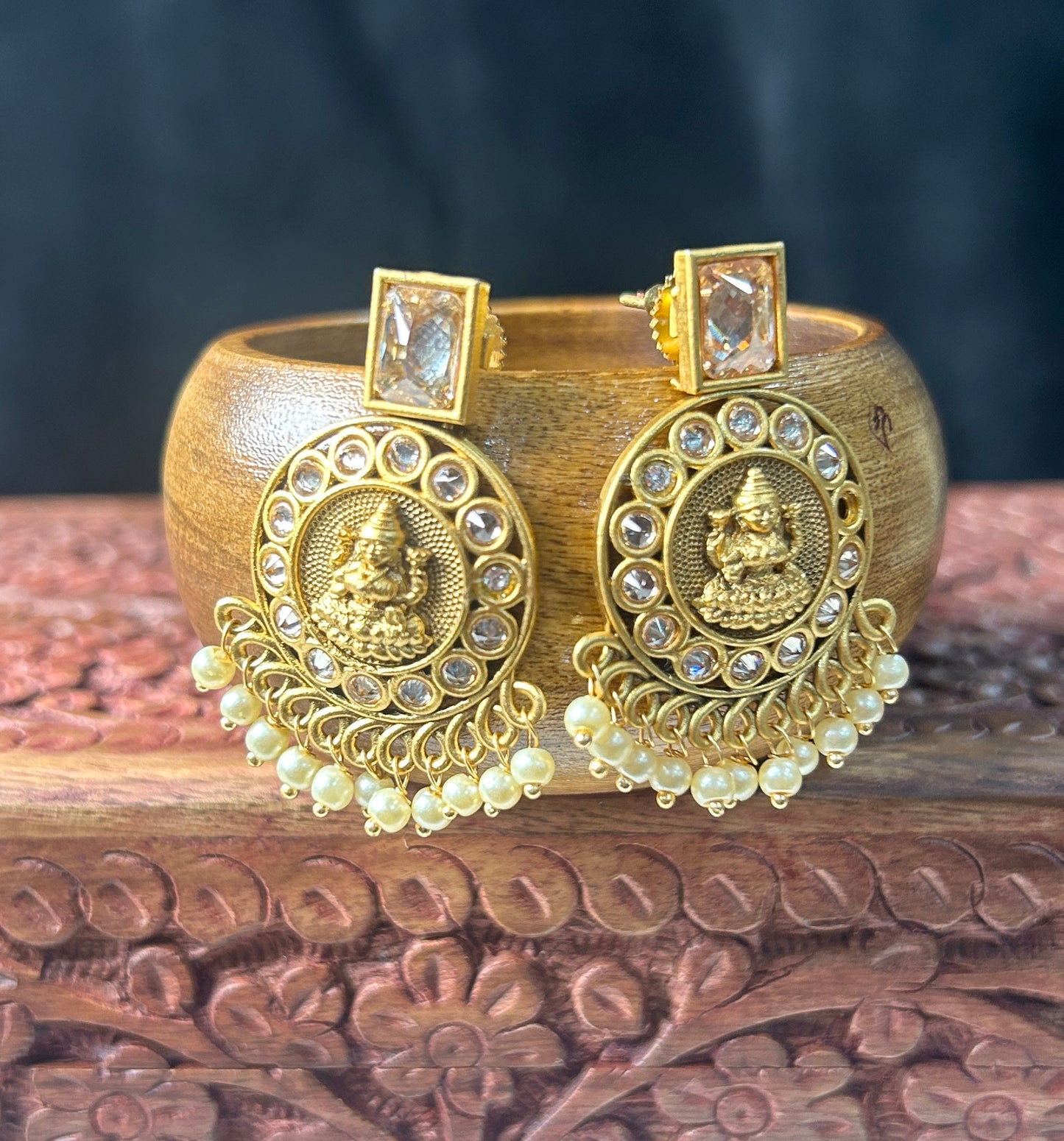 Lakshmi Coin Temple Chand Earrings