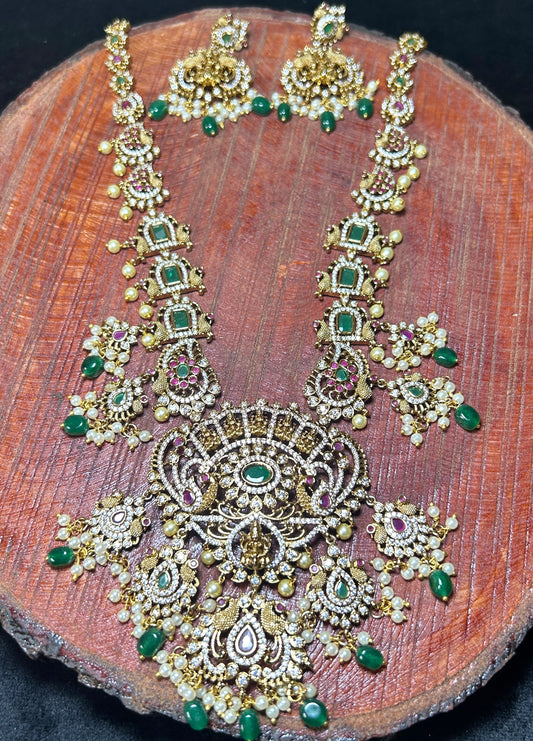 Regal Emerald Temple Bridal Necklace Set