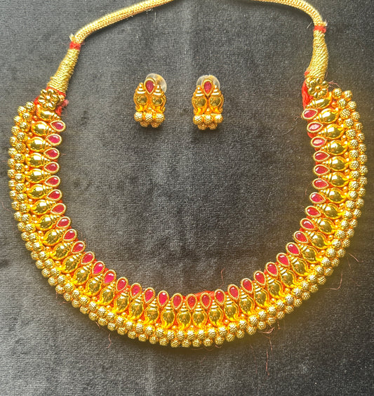 Rajlaxmi Antique Temple Necklace Set
