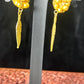 Golden Bloom Feather Drop Earrings