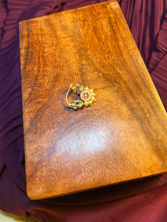 Ruby Floral Kundan Nath