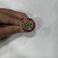 Classic Ruby–Emerald Circular Kundan Ring