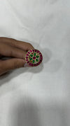 Classic Ruby–Emerald Circular Kundan Ring