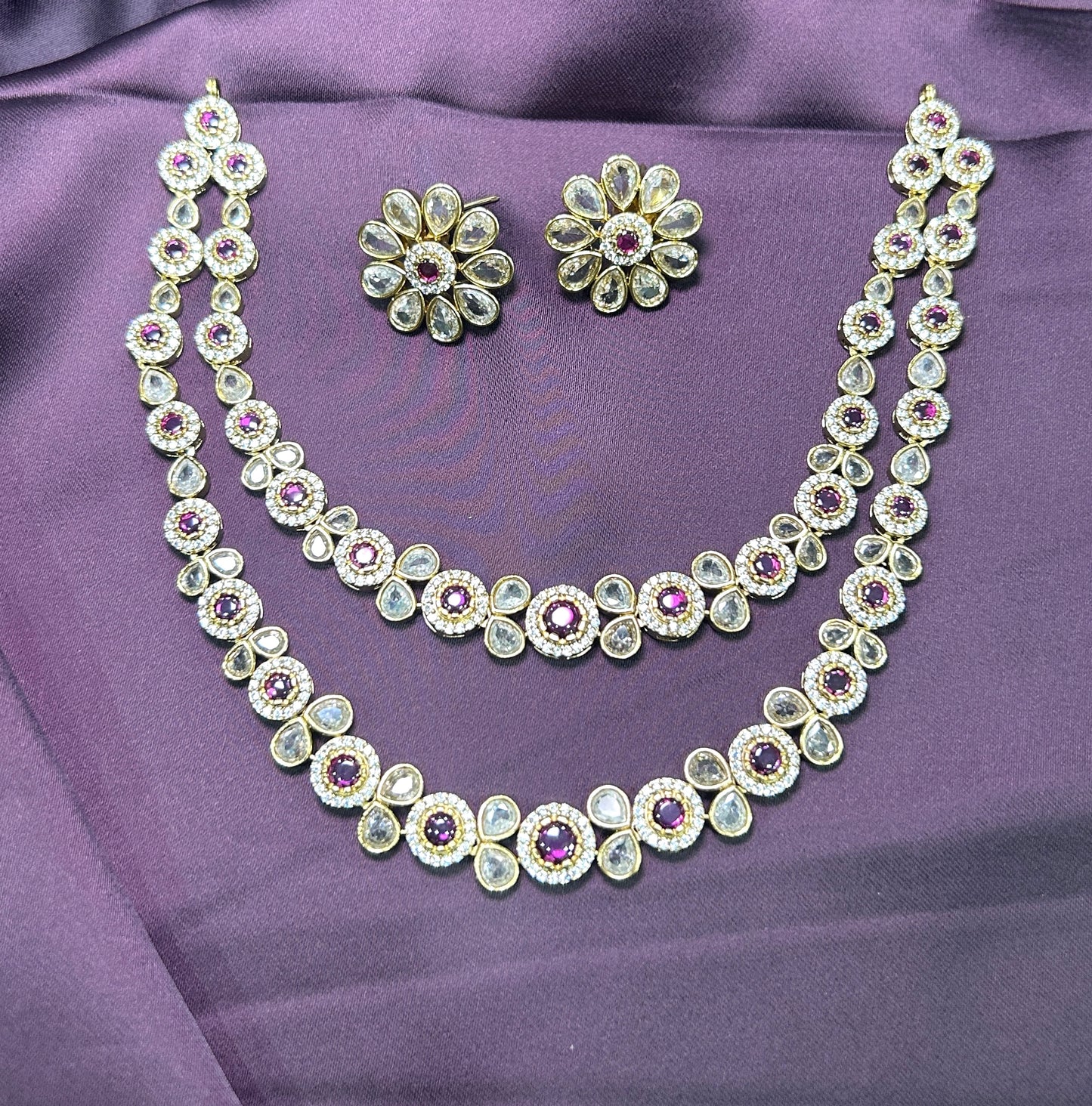 Amethyst Double-Layer Necklace Set