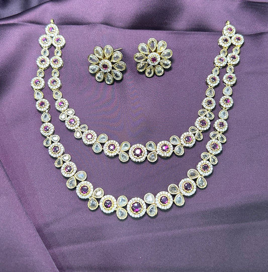 Amethyst Double-Layer Necklace Set