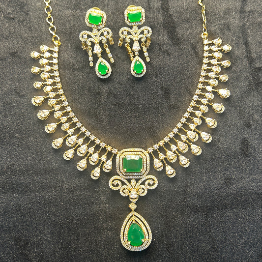 Emerald Drop Royal AD Necklace Set