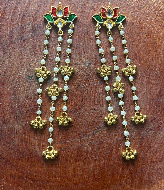 Lotus Motif Hair Accessory with Pearl Chains