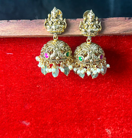 Antique Lakshmi Temple Jhumka Earrings