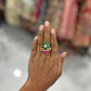 Emerald Bloom Ruby Kundan Ring