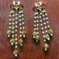 Lotus Long Hair Accessory with Pearl Chains & Golden Bead Drops