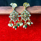 Peacock-Inspired Kundan Earrings with Bead Danglers