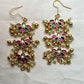 Triple Lotus Tier Earrings with Pearl & Ball Danglers