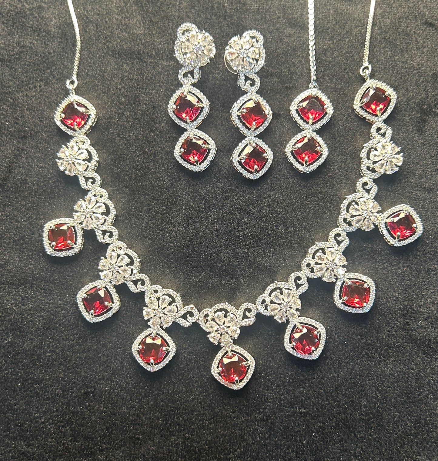 Regal Ruby Stone Necklace Set