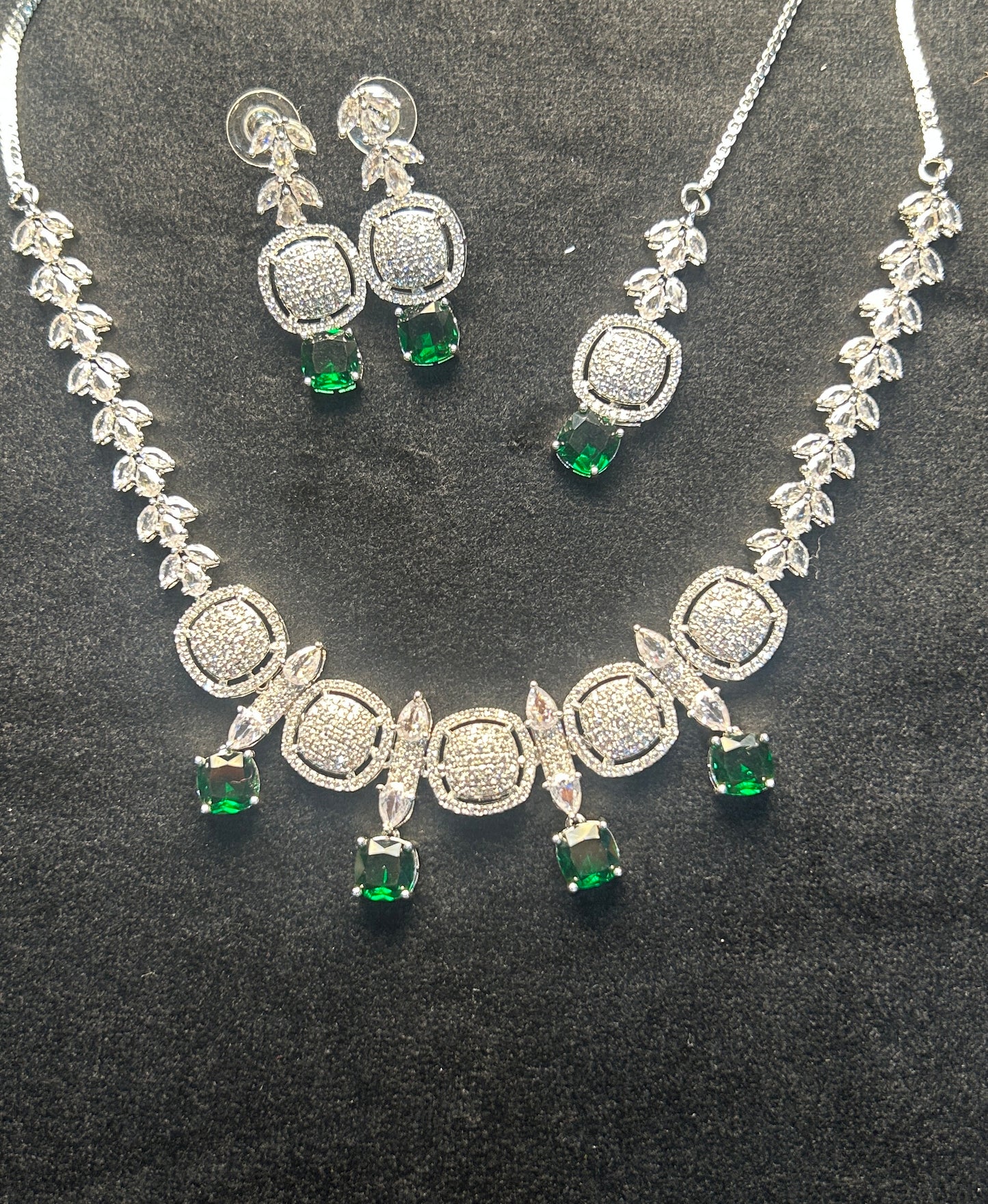 Emerald Grace CZ Necklace Set
