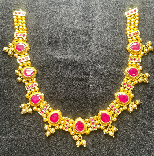 Royal Ruby Maharashtrian Chinchpeti Necklace