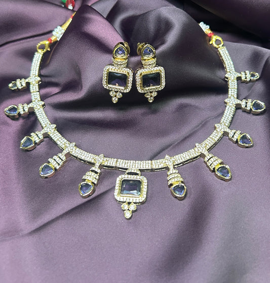 Royal Blue Square Necklace Set