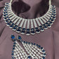 Royal Blue Sapphire & Diamond Necklace Set