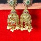 Peacock Motif Temple Jhumkas with Pearl Drops